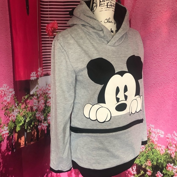 Mickey Mouse hoodie sweater thin pocket cute cartoon womens gray - Picture 5 of 8